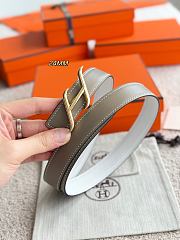 Hermes Fibbia Da Cintura HDN & Pelle Reversibile Per Cintura 24mm Gray/ White Gold - 6
