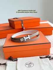 Hermes Mini Constance Bucket Belt & Reversible Leather Strap 13mm Gray/ White Silver - 1