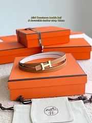 Hermes Mini Constance Bucket Belt & Reversible Leather Strap 13mm Brown/ White Gold  - 2