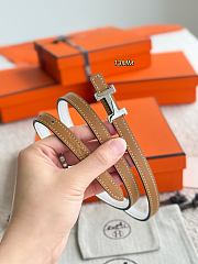 Hermes Mini Constance Bucket Belt & Reversible Leather Strap 13mm Brown/ White Silver - 5