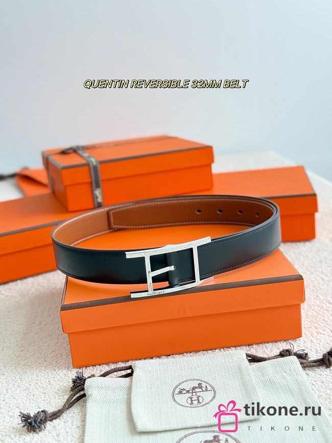 Hermes Quentin Reversible 32mm Belt Black/ Brown - 1