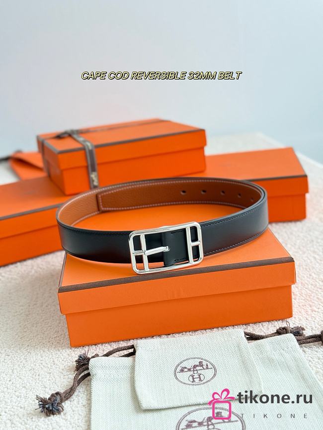 Hermes Cape Cod Reversible 32mm Belt Black/ Brown - 1