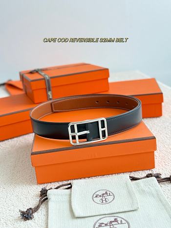Hermes Cape Cod Reversible 32mm Belt Black/ Brown