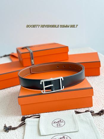 Hermes Society Reversible 32mm Belt Black/ Brown