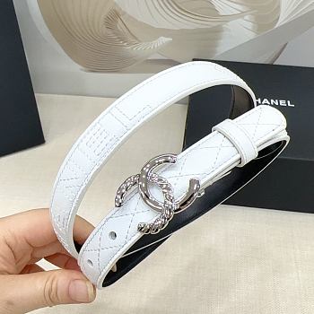 Chanel Belt White Silver 2.5cm