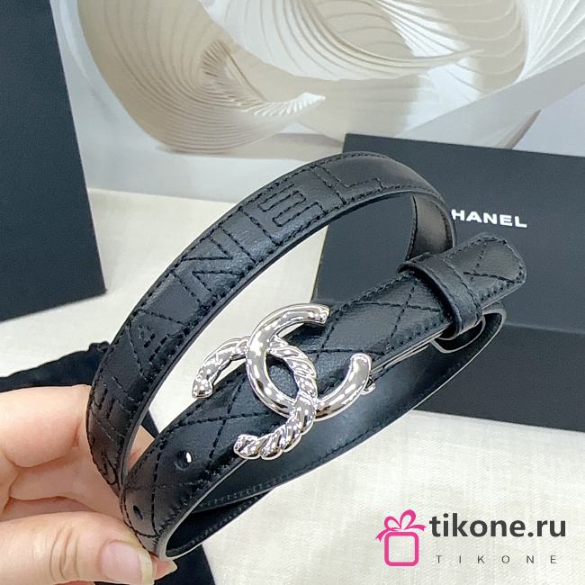 Chanel Belt Black Silver 2.5cm - 1