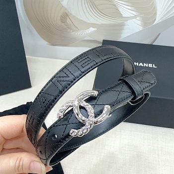 Chanel Belt Black Silver 2.5cm