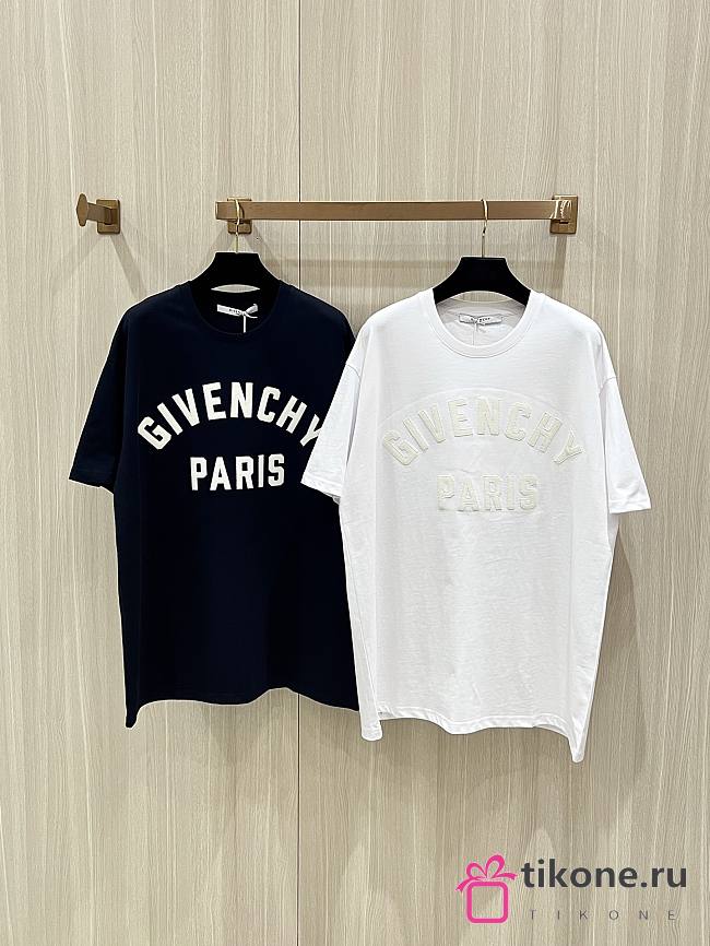 Givenchy Embroidered T- Shirt White/Navy Blue - 1