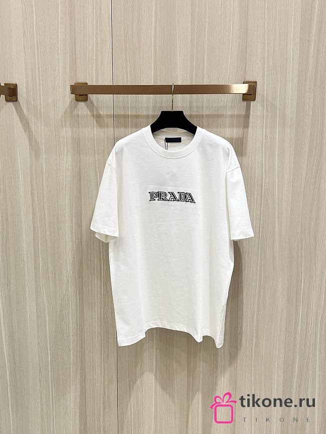 Prada Embroidered T- Shirt White - 1