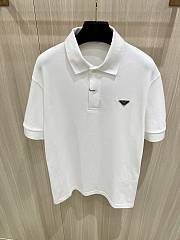 Prada Classic Triangle Logo Polo Shirt White/Black - 4