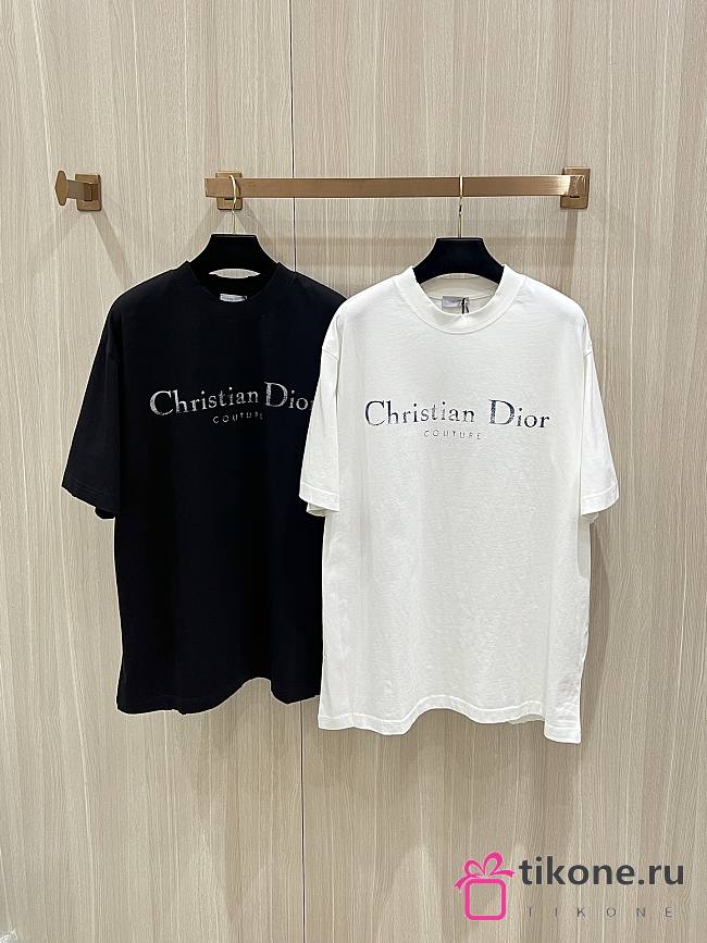Christian Dior Couture T-Shirt Relaxed Fit Distressed Effect Cotton Jersey Black/White - 1