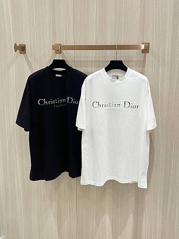 Christian Dior Couture T-Shirt Relaxed Fit Distressed Effect Cotton Jersey Black/White