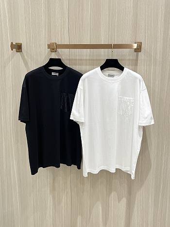 Dior Pocket Design Cotton T-Shirt Black/White
