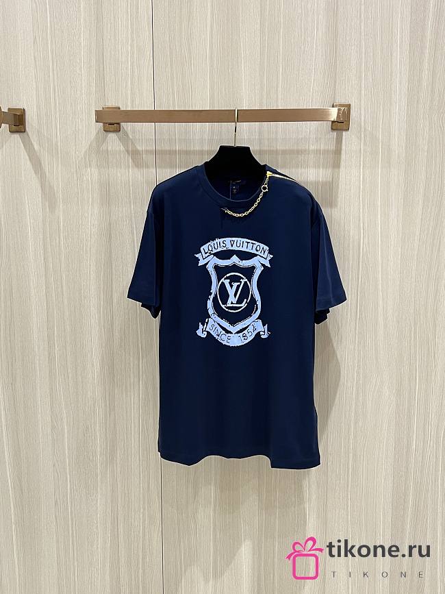 LV Signature Zipper Detail T-Shirt Blue - 1