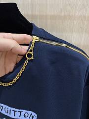 LV Signature Zipper Detail T-Shirt Blue - 4