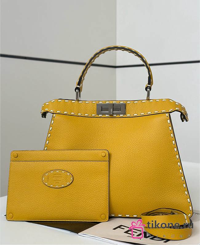 Fendi Peekaboo ISeeU Meidum Multicolour Sage Selleria Bag Yellow - 33×12×25cm - 1