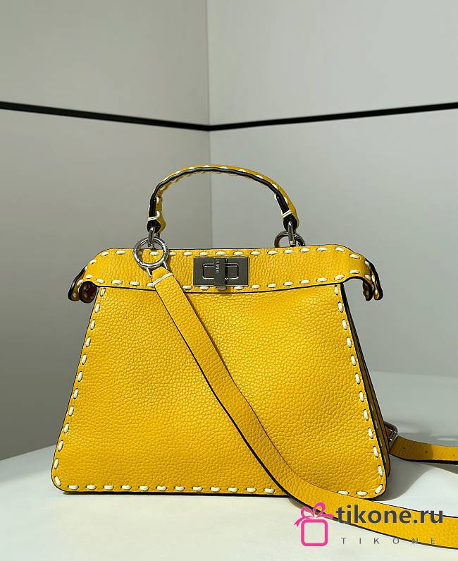 Fendi Peekaboo ISeeU Small Multicolour Sage Selleria Bag Yellow - 27x21x11cm - 1