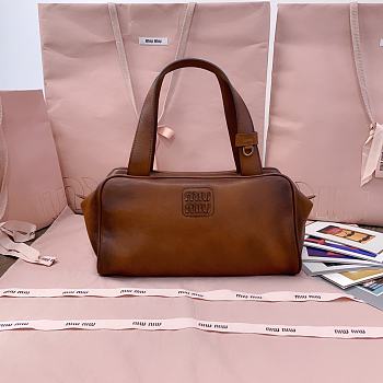 Miumiu Cognac Leather Top-handle Bag 5BB182 - 28x15x13cm