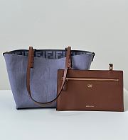 Fendi Small Roll Blue Denim-Effect FF Jacquard Reversible Shopper - 23x19.5x15cm - 3