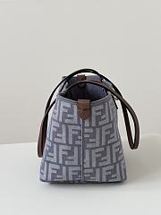 Fendi Small Roll Blue Denim-Effect FF Jacquard Reversible Shopper - 23x19.5x15cm - 4