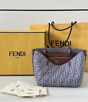 Fendi Small Roll Blue Denim-Effect FF Jacquard Reversible Shopper - 23x19.5x15cm - 6