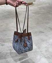 Fendi Origami Mini Blue Denim-Effect FF Jacquard - 18.5x15x15cm - 6