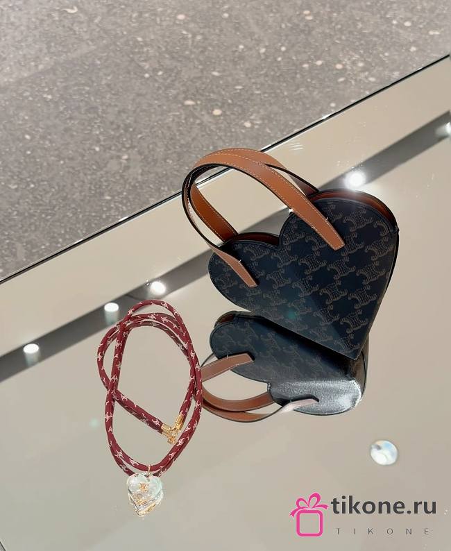 Celine Teen Coeur Celine In Triomphe Canvas And Calfskin Tan - 19x15x8cm - 1