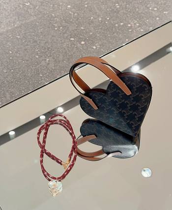 Celine Teen Coeur Celine In Triomphe Canvas And Calfskin Tan - 19x15x8cm