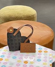Celine Teen Coeur Celine In Triomphe Canvas And Calfskin Tan - 19x15x8cm - 3