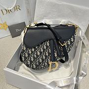 Medium Soft Saddle Bag with Strap Blue Dior Oblique Jacquard and Smooth Calfskin - 24x20x7cm - 1