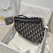 Medium Soft Saddle Bag with Strap Blue Dior Oblique Jacquard and Smooth Calfskin - 24x20x7cm - 2