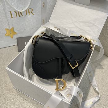 Dior Mini Soft Saddle Bag with Strap Black Vintage Smooth Calfskin - 20x14x6cm