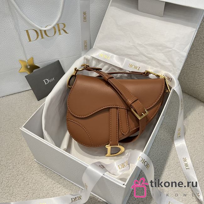 Dior Mini Soft Saddle Bag with Strap Light Gold Tone Vintage Smooth Calfskin - 20x14x6cm - 1