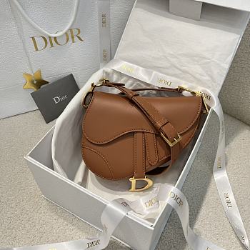 Dior Mini Soft Saddle Bag with Strap Light Gold Tone Vintage Smooth Calfskin - 20x14x6cm