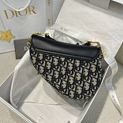 Dior Mini Soft Saddle Bag with Strap Blue Dior Oblique Jacquard and Smooth Calfskin - 20x14x6cm - 3