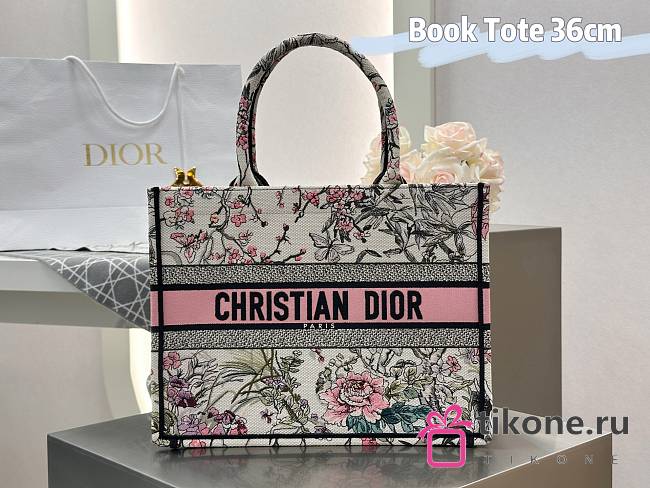 Medium Dior Book Tote Multicolor Dior Saisons Printemps-Été Embroidery - 36x27.5x16.5cm - 1