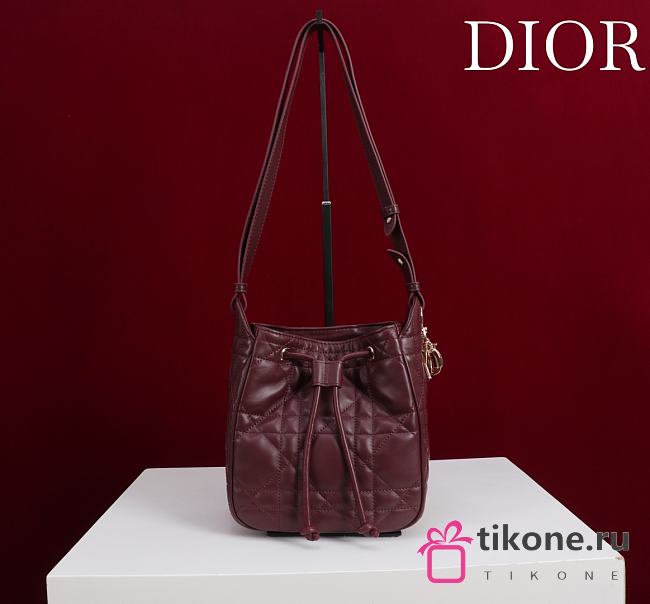 Small D-Motion Bag Red Macrocannage Lambskin - 17x19.5x11cm - 1