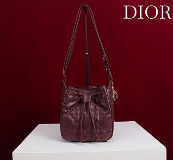 Small D-Motion Bag Red Macrocannage Lambskin - 17x19.5x11cm