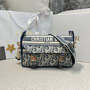 Small Diorcamp Bag Blue Dior Oblique Chambray-Effect Embroidery - 23x15x8cm - 1