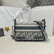 Small Diorcamp Bag Blue Dior Oblique Chambray-Effect Embroidery - 23x15x8cm - 6