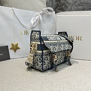 Small Diorcamp Bag Blue Dior Oblique Chambray-Effect Embroidery - 23x15x8cm - 2