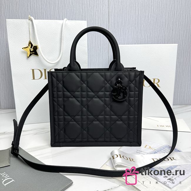 Small Dior Book Tote Black Ultramatte Cannage Calfskin - 26.5x22x14cm - 1