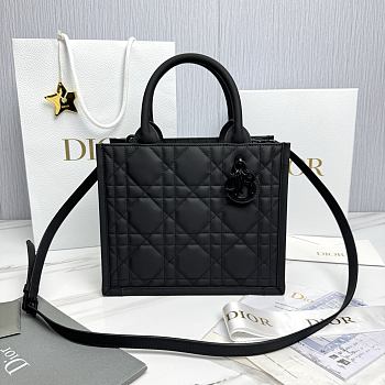 Small Dior Book Tote Black Ultramatte Cannage Calfskin - 26.5x22x14cm