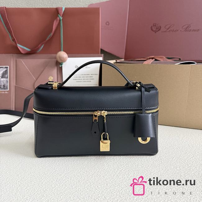 Loro Piana Extra Bag L23 Smooth Calfskin Black - 23cmx12cmx7cm - 1