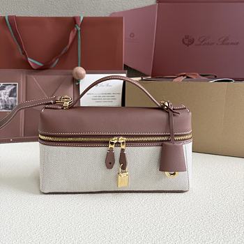 Loro Piana Extra Bag L23 Cotton Linen Caramel - 23cmx12cmx7cm