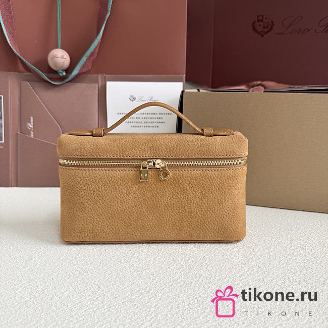 Loro Piana Extra Pocket L19 Nubuk Calfskin Gold Brown - 19x11x6.5cm - 1