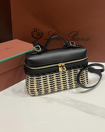 Loro Piana Extra Pocket L19 East West Wicker Rattan Black - 19x12x7cm