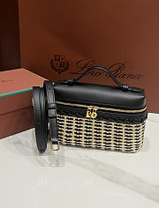 Loro Piana Extra Pocket L19 East West Wicker Rattan Black - 19x12x7cm - 2