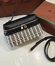 Loro Piana Extra Pocket L19 East West Wicker Rattan Black - 19x12x7cm - 6