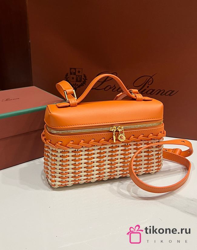 Loro Piana Extra Pocket L19 East West Wicker Rattan Orange - 19x12x7cm - 1